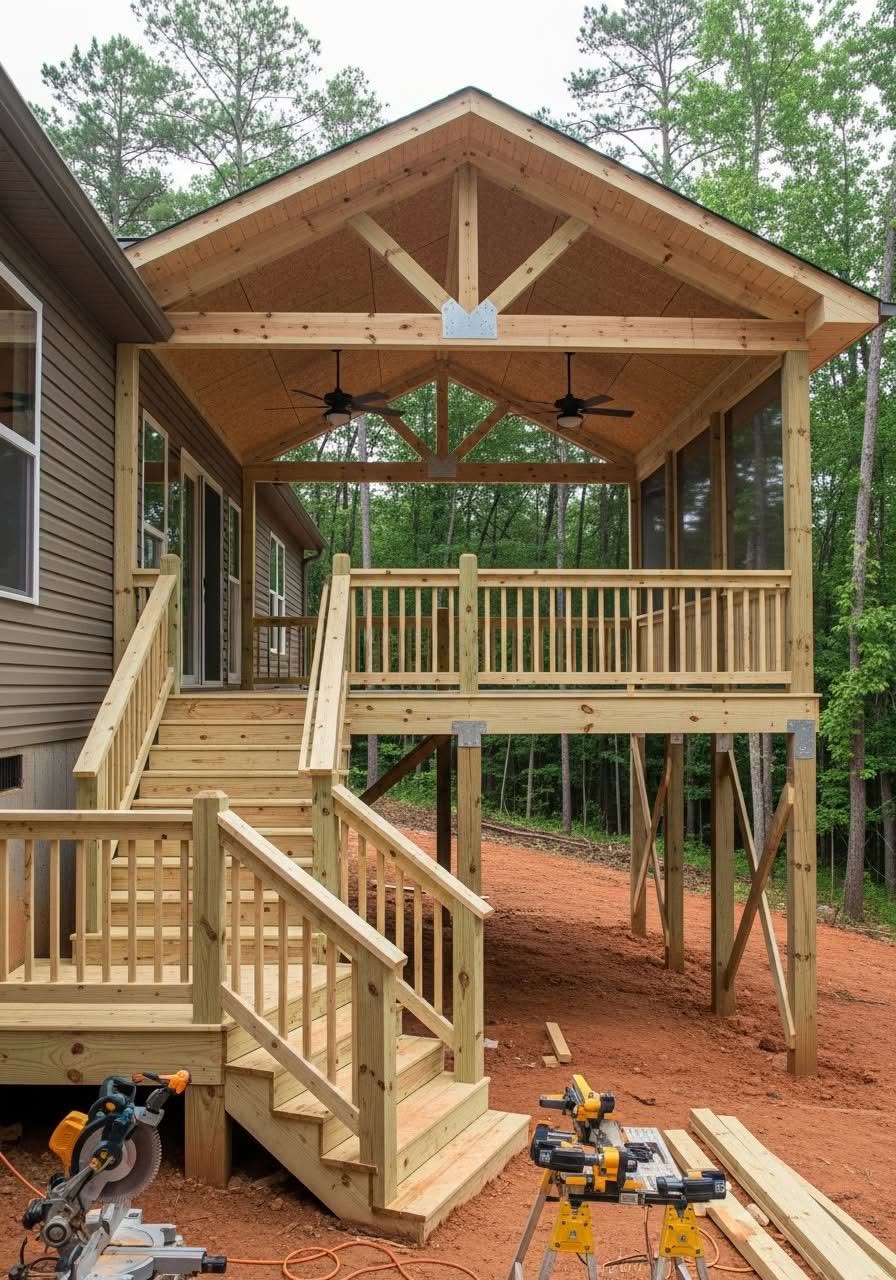 Custom porch build in Greater Atlanta GA by Caballero C&L Remodeling